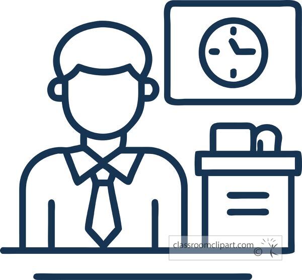 Principal focused on tasks at the desk icon