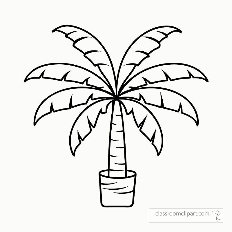 This design features a detailed black outline of a traveler s palm tree. Perfect for coloring activities or artistic projects it showcases the iconic fan shaped leaves and trunk.