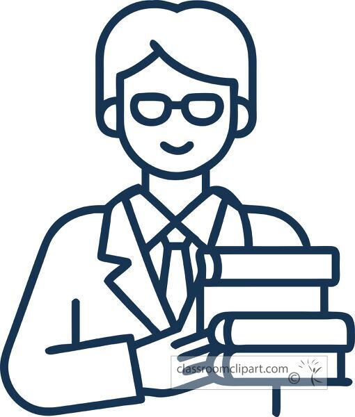 Illustration of a professor with books