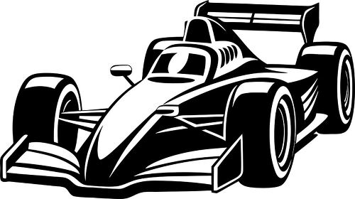 A sleek race car silhouette perfect for graphic design use