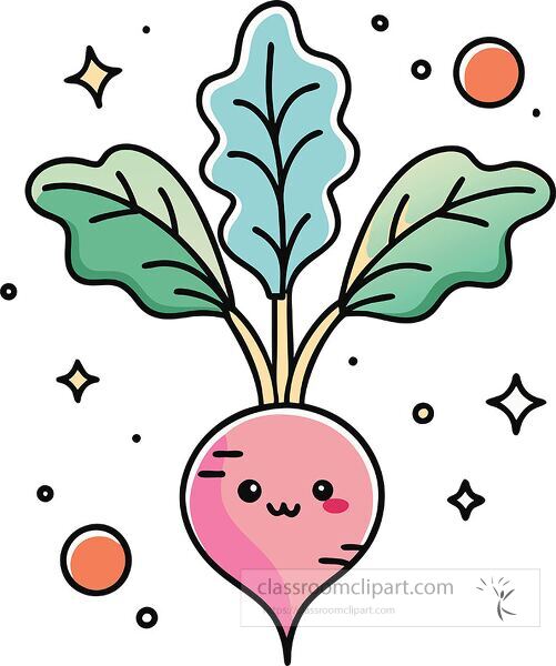 radish Whimsy Pastel Doodle clip art