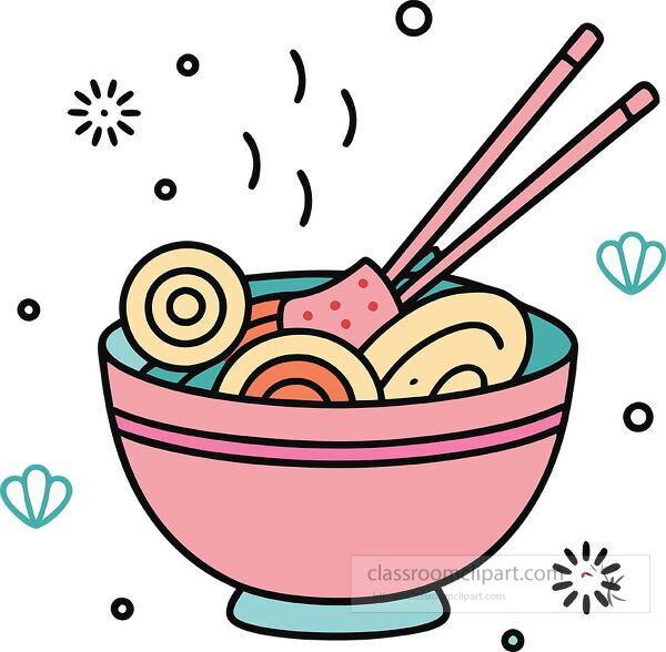 ramen bowl Whimsy Pastel Doodle clip art