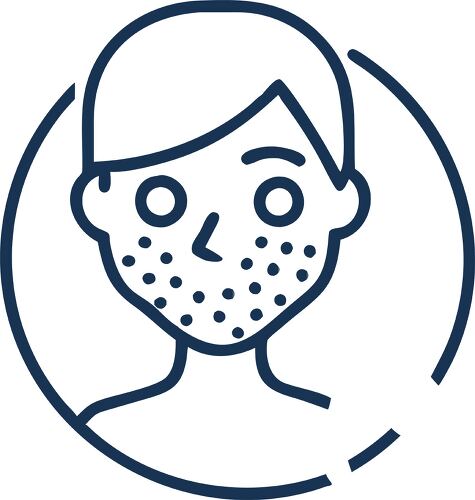 This graphic shows a person with a skin rash and nearby virus icons highlighting a common issue.