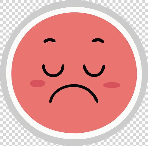 A red emoji icon with a frowning face and closed eyes portraying deep disappointment or sadness