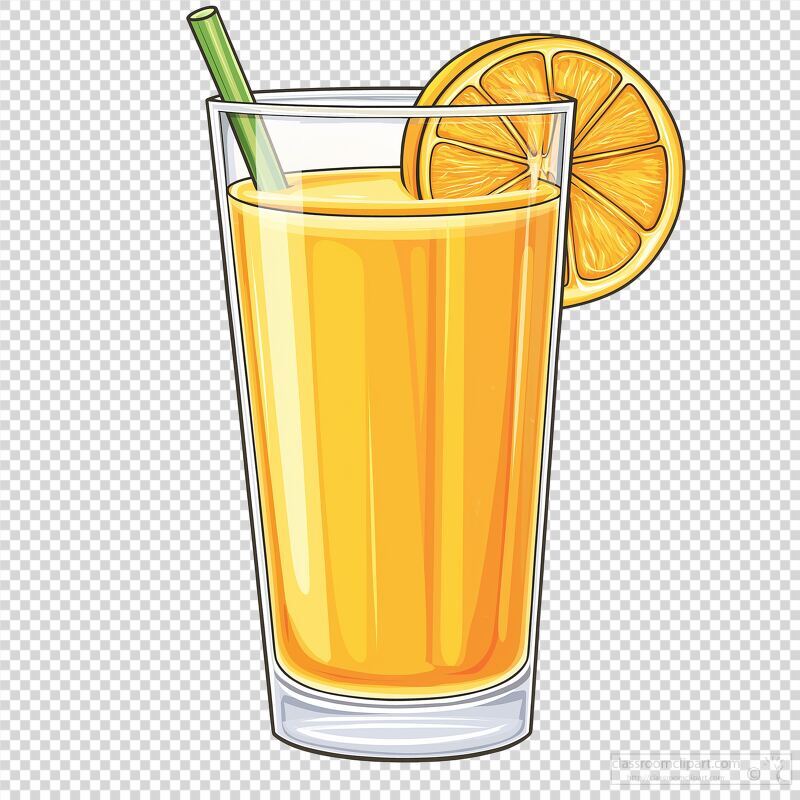 Refreshing Orange Drink in a Glass With a Slice