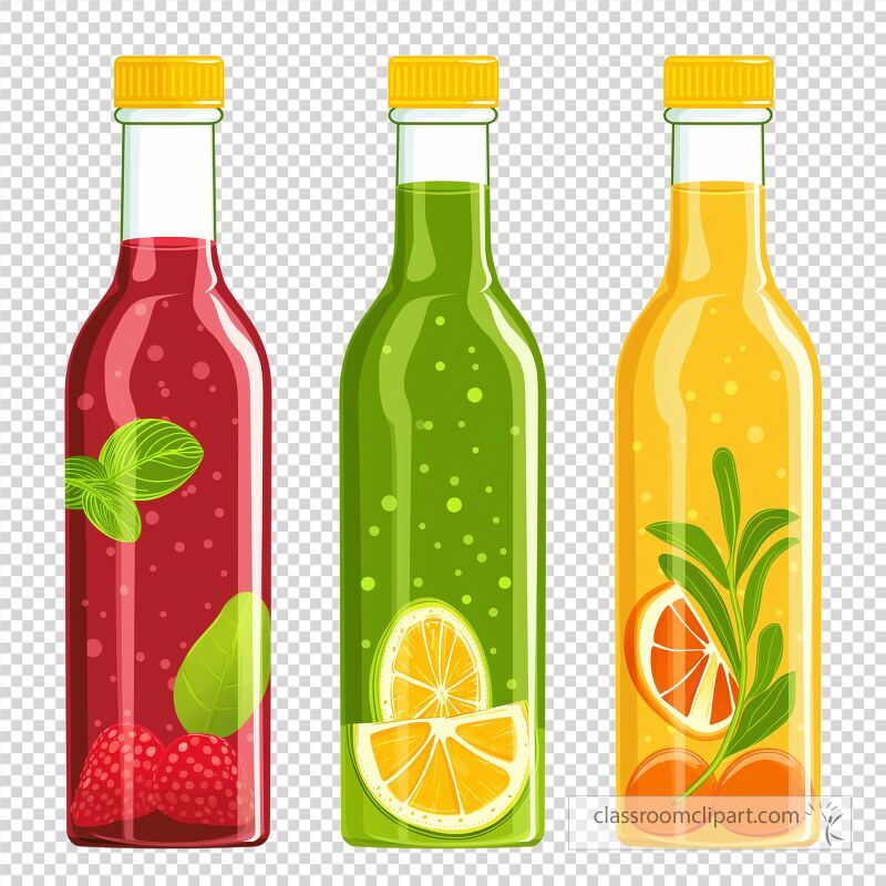 Three bottles filled with vibrant vegetable juices are displayed Each bottle showcases different ingredients like mint lemon and orange highlighting freshness and flavor