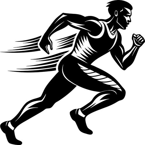 Relay racer in silhouette running swiftly during an event