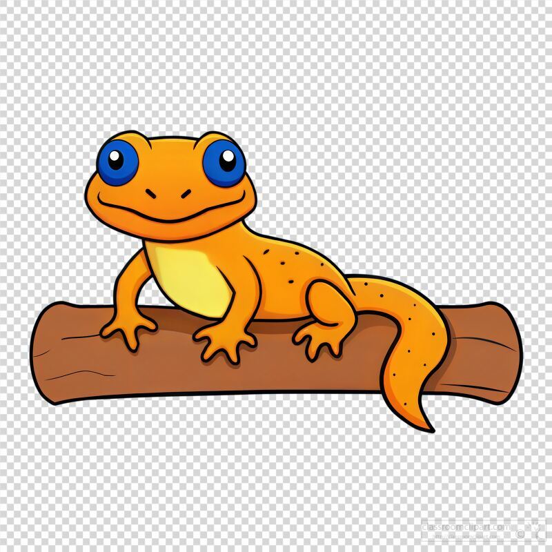 Salamander Resting on a Log by the Riverbank