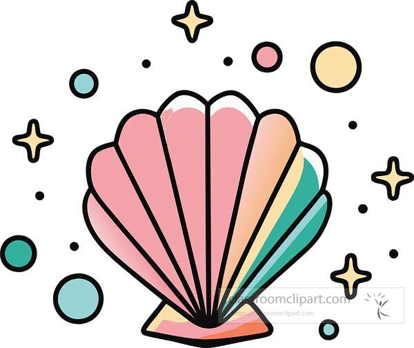 scallop Whimsy Pastel Doodle clip art