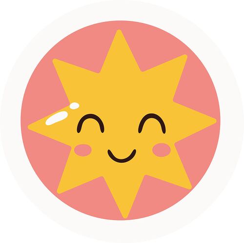 A glowing star shaped face with a cheerful smile