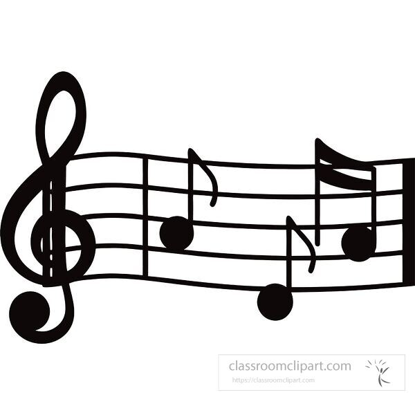  Silhouette of sheet music showing various musical notes clearly