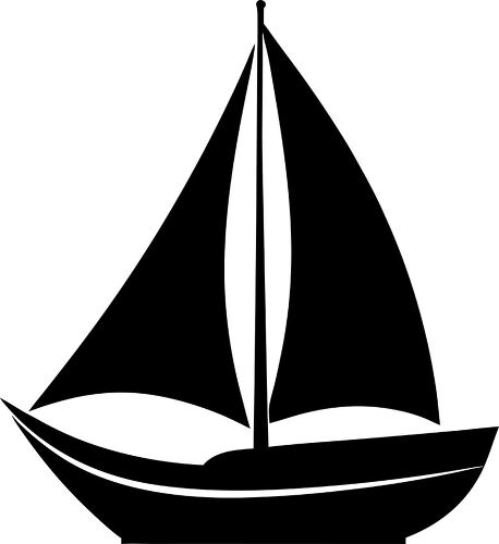 Sailboat silhouette showcasing sails and hull in black design