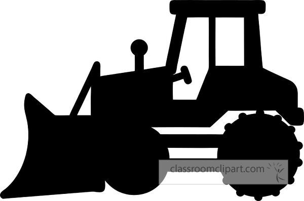 A silhouette of a tractor with a front loader attachment