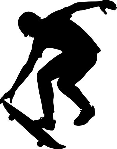 Dynamic silhouette shows skateboarder in mid air trick