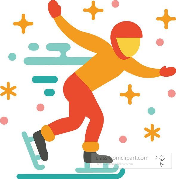 A vibrant illustration of a skater gliding swiftly on ice Clip Art