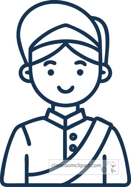 Line icon of a student in traditional attire icon