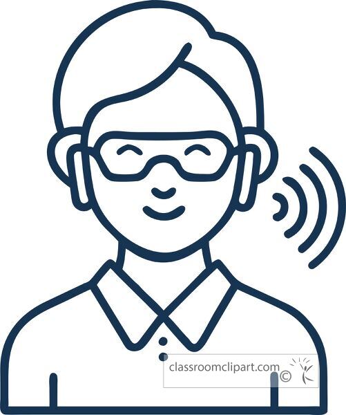 Student with hearing aid line art icon