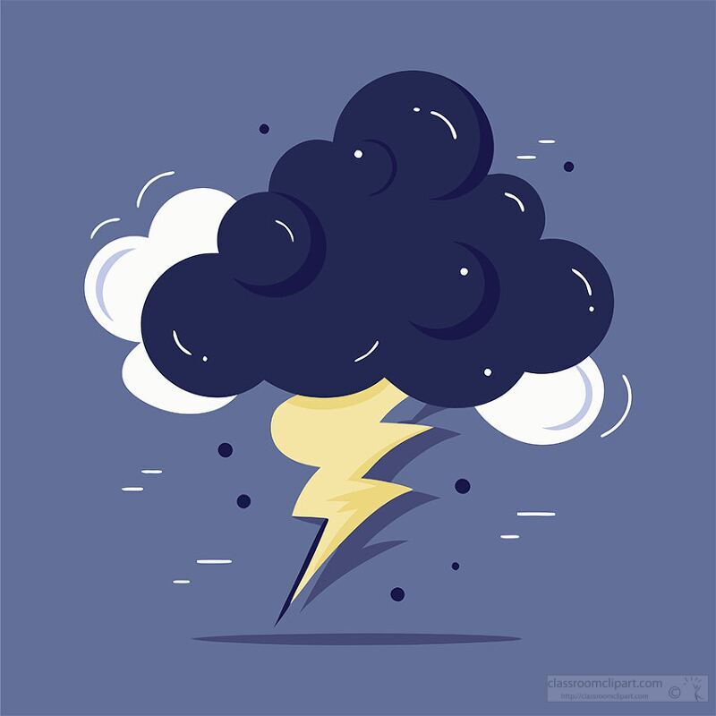 Stylized Lightning Bolt and Cloud Illustration