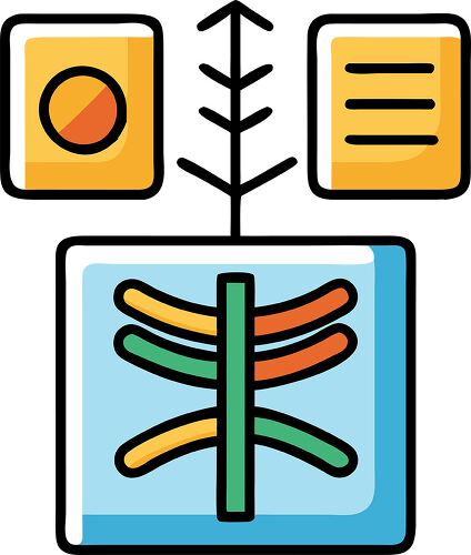 An illustration depicting a stylized diagram of a spine with colorful segments