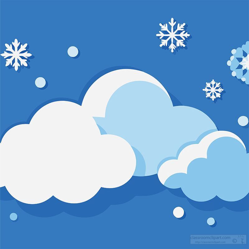 Stylized Winter Clouds and Snowflakes