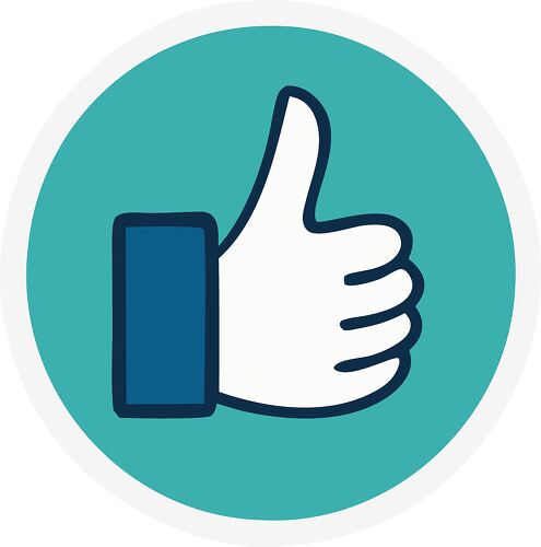 A blue thumbs up emoji icon symbolizing approval and positivity