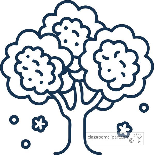 line icon features a tree with blossoms