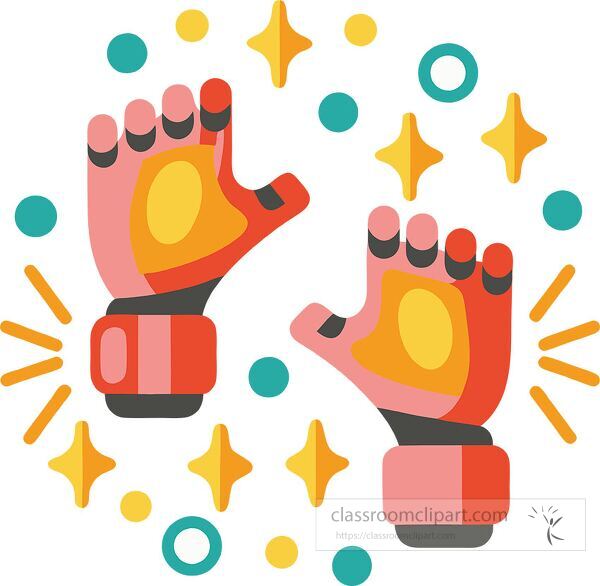 Bright and playful representation of MMA gloves with vibrant colors Clip Art