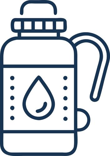 Simple water bottle icon helps promote hydration and wellness during daily activities.