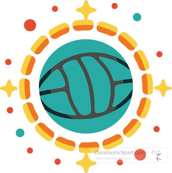 Vibrant clip art of a water polo ball in minimalistic style