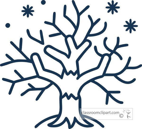 Simple tree icon illustrates a winter scene with branches