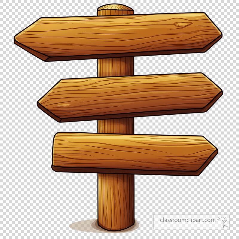 A wooden signpost stands upright with multiple blank arrows pointing in different directions The signpost has a rustic look suitable for outdoor settings to guide travelers