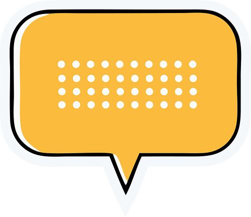 Simple yellow speech bubble with a dotted message for digital and communication themes