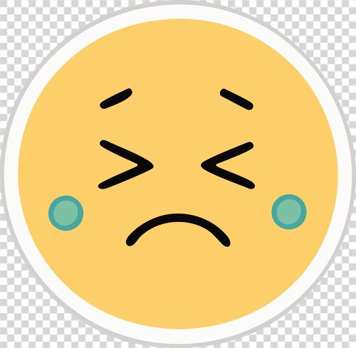 yellow emoji sticker showing a tightly shut eyed expression ideal for depicting pain discomfort or frustration in a fun cartoon style