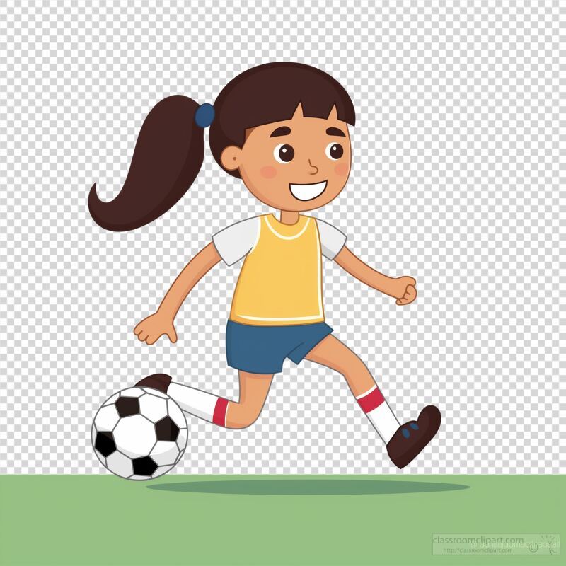 Young Girl Playing Soccer on a Sunny Day